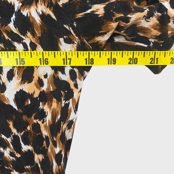 ST. JOHN Animal Print Short Sleeve Blouse Brown Black Women's Size Small Cheetah - Picture 10 of 11